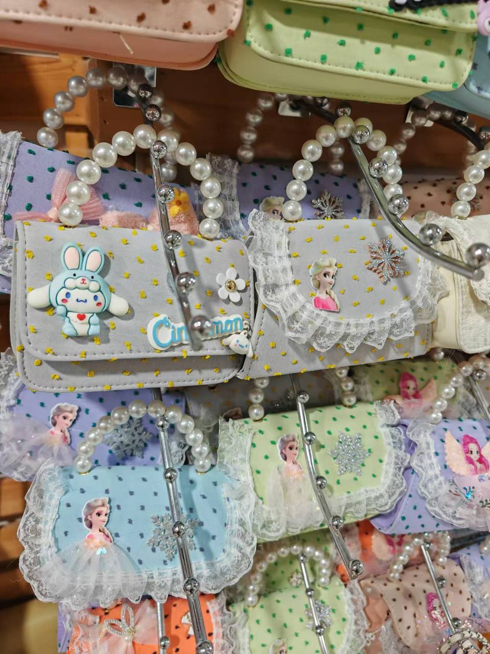 Pearl Handle Lace Mini Bags (MOQ - 500 pcs)