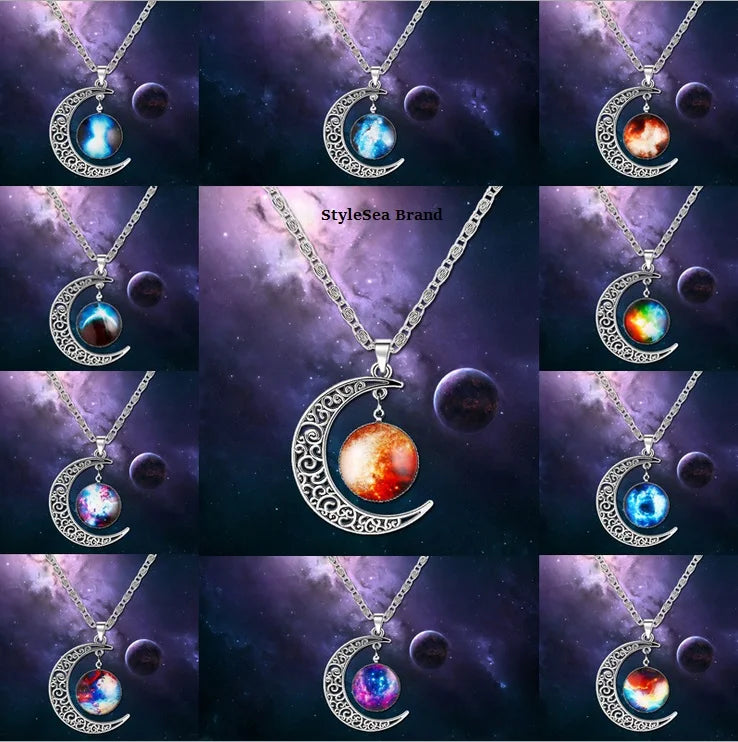 HOT Fantasy Space Planet Moon Long Necklace Women