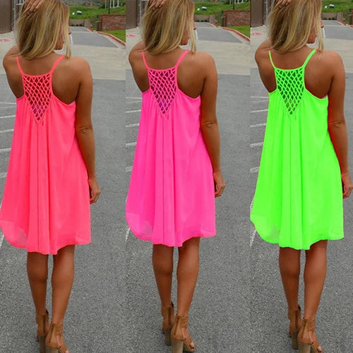 Sexy Summer Casual Sleeveless Strap Backless Beach Dress