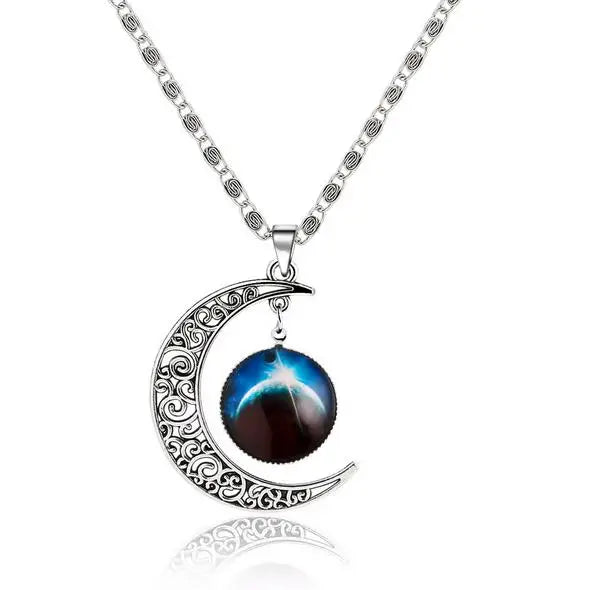 HOT Fantasy Space Planet Moon Long Necklace Women