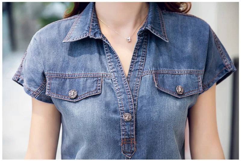 Denim Dress Elegant Women Clothing Blue Jeans Dresses