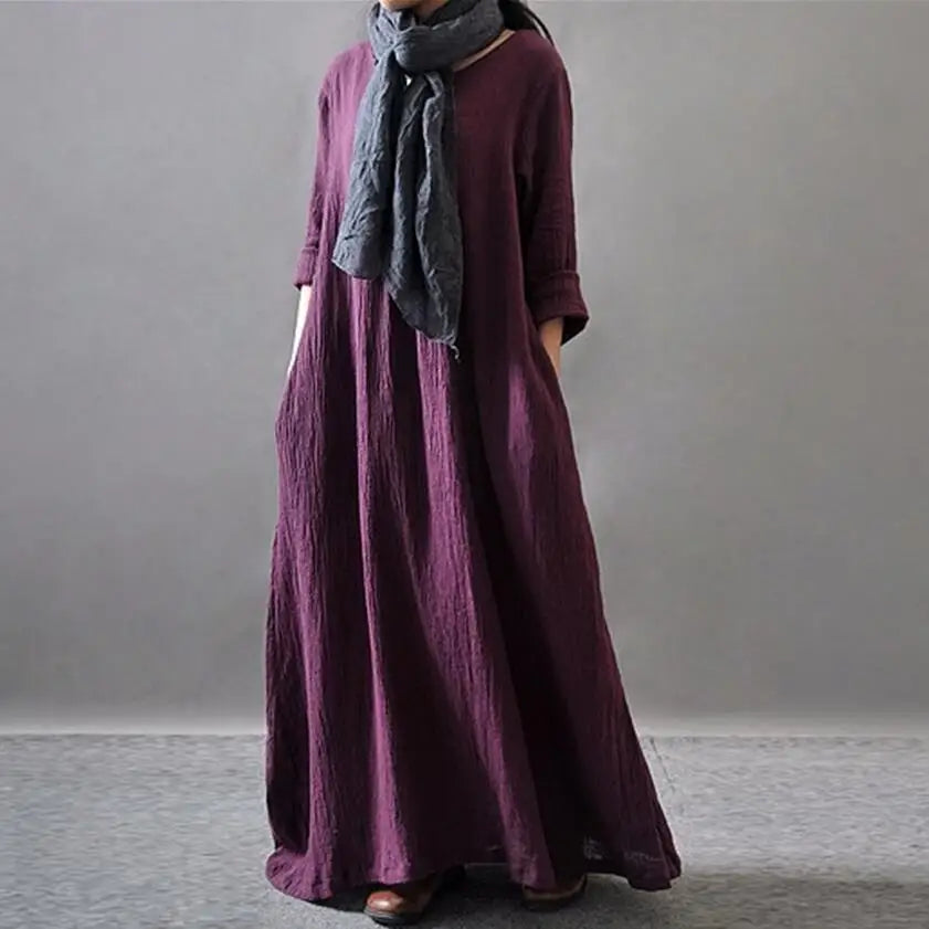 Autumn 2024 Loose Cotton Linen Long Dress