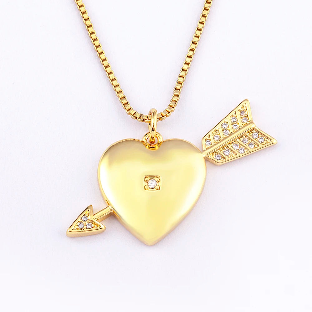 AIBEF Romantic Love Heart Neckless Women Fashion Gold