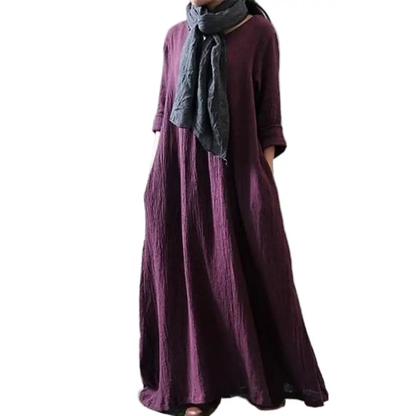 Autumn 2024 Loose Cotton Linen Long Dress