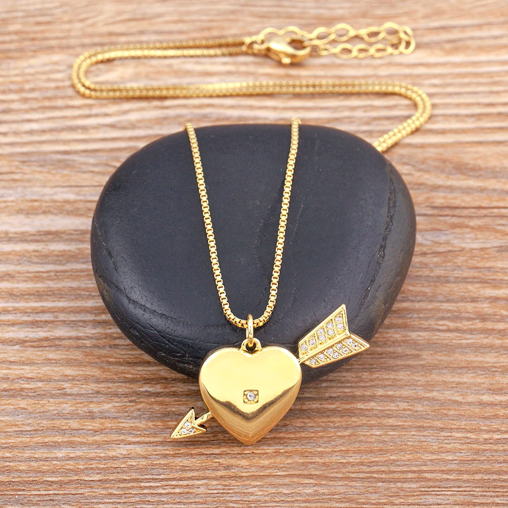 AIBEF Romantic Love Heart Neckless Women Fashion Gold