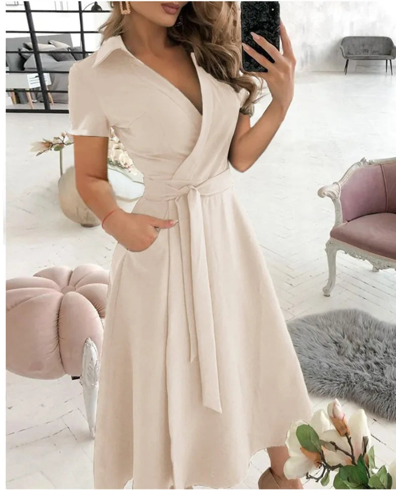 spring and summer fashion long-sleeved V-neck print bag buttock dress women's dress